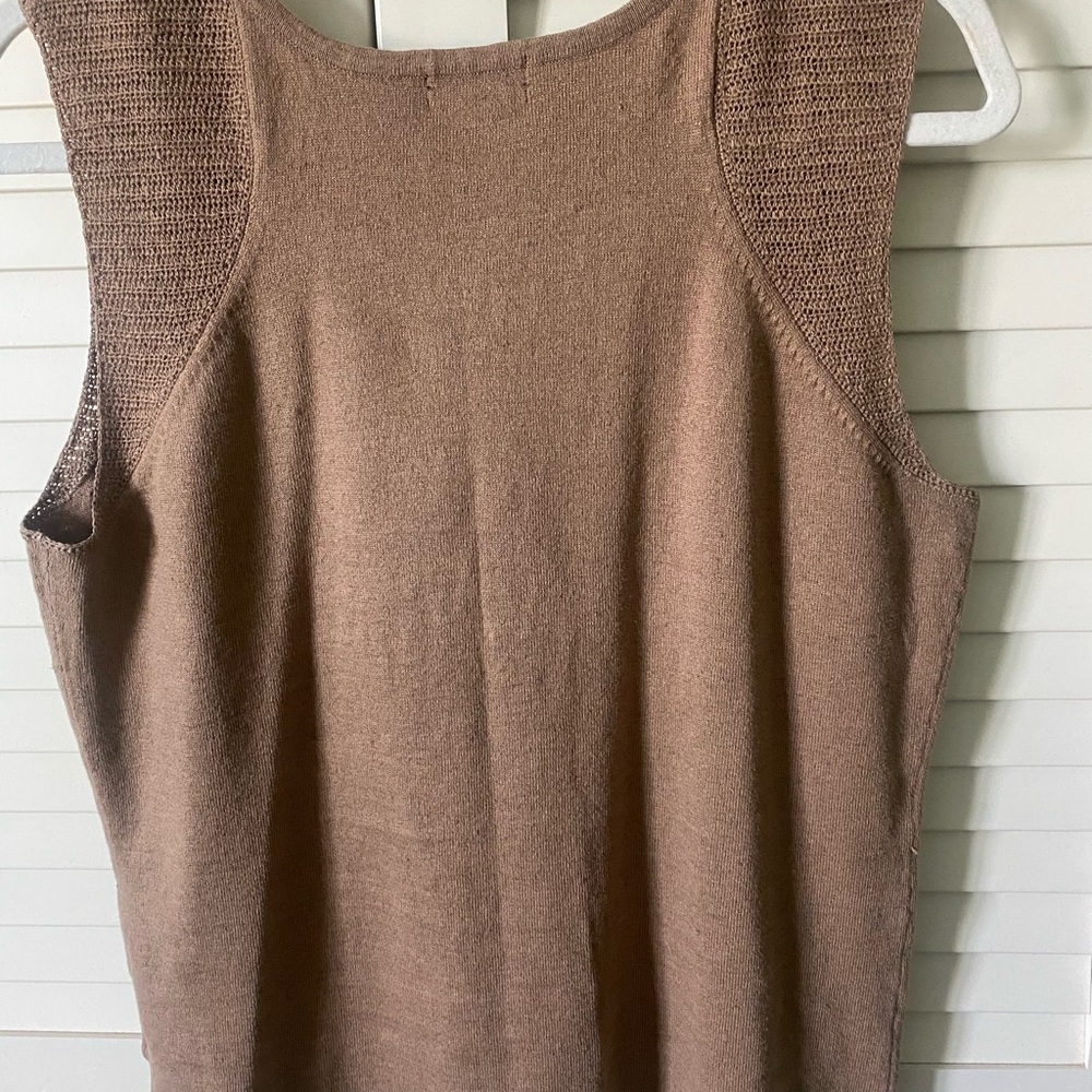Multiples Brown Knit Tank Top with Textured Shoulder Panels - Picture 5 of 7